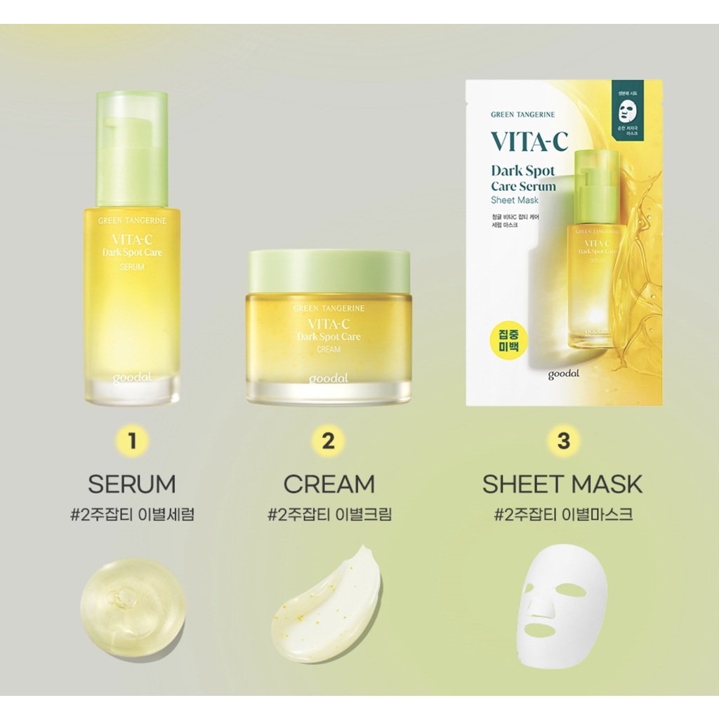 Review bộ sản phẩm dưỡng trắng da Green Tangerine Vita C Dark Spot Care Hàn Quốc