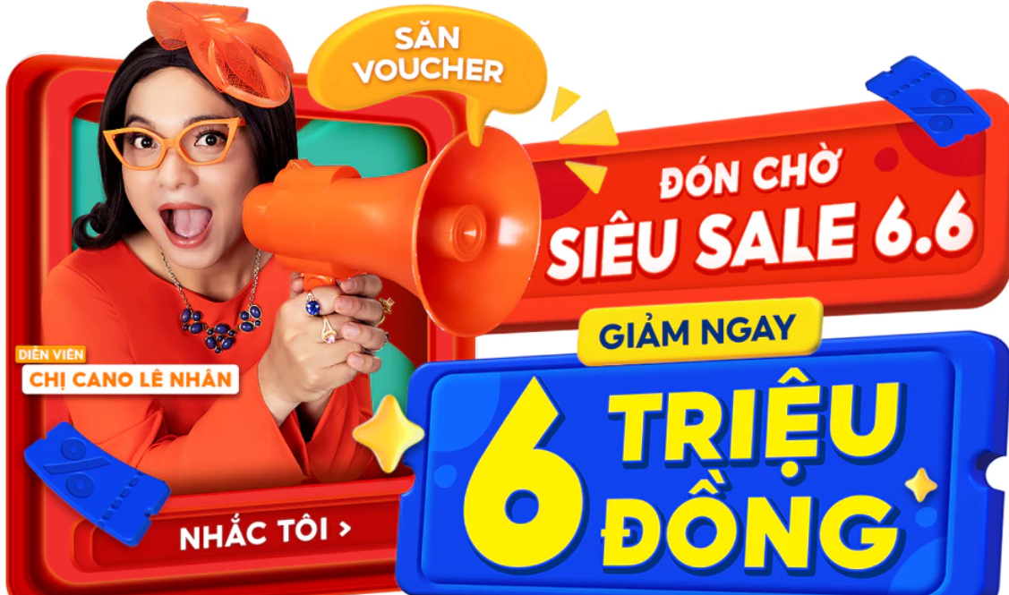 Voucher giảm giá Shopee 6.6 lên đến 6 triệu đồng