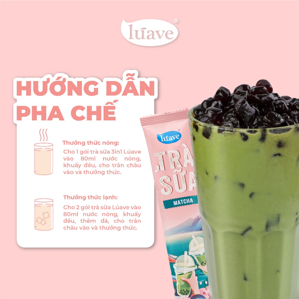 Hướng dẫn pha trà sữa Lúave lạnh với đá