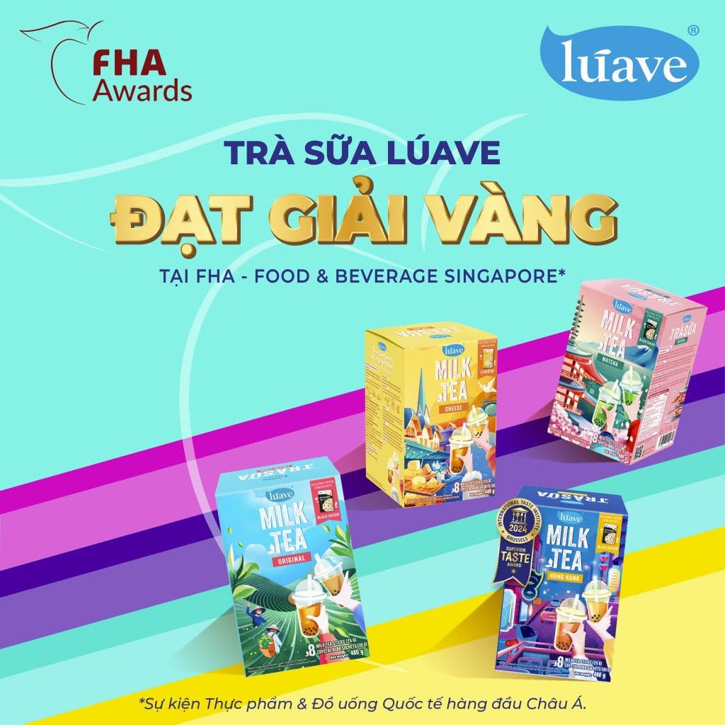 Logo và hình ảnh sản phẩm trà sữa Lúave chính hãng