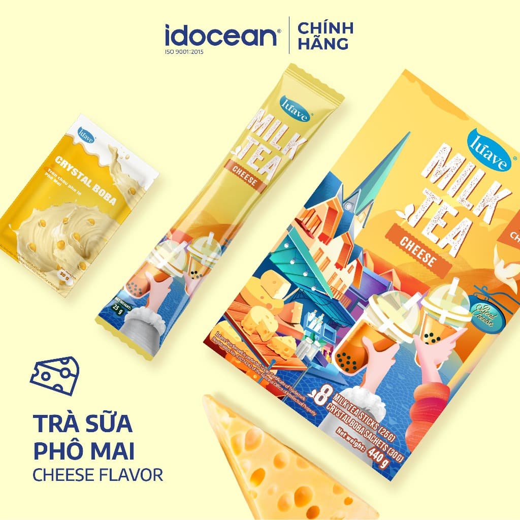 Hình ảnh trà sữa phô mai Lúave được rót ra ly