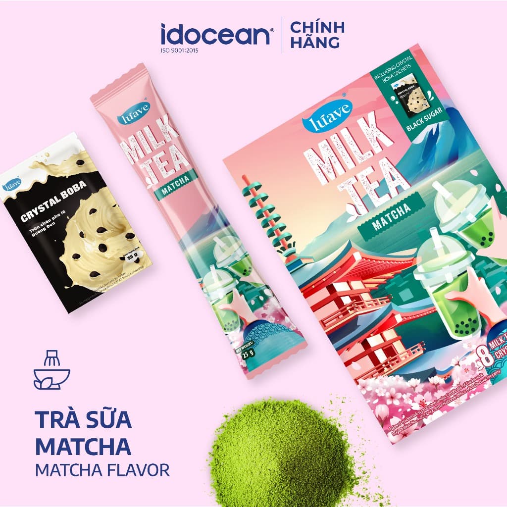 Hình ảnh trà sữa Matcha Lúave với màu xanh đặc trưng