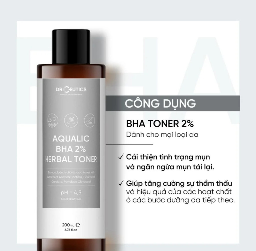 Chai Dung dịch làm sạch và cân bằng da BHA 2% AQUALIC DrCuetics