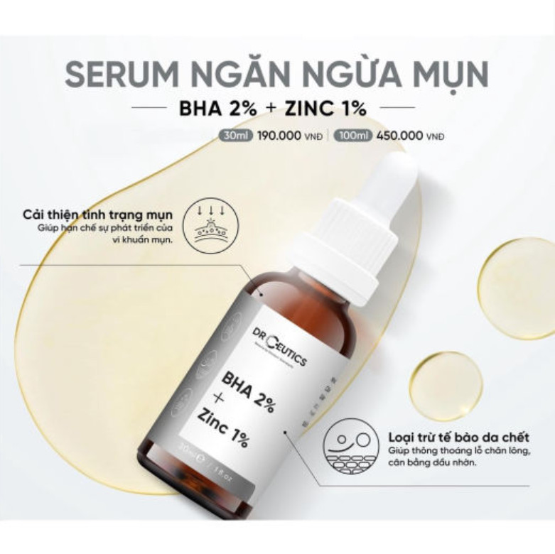 Chai Serum Kẽm BHA 2% + Zinc PCA 1% DrCeutics