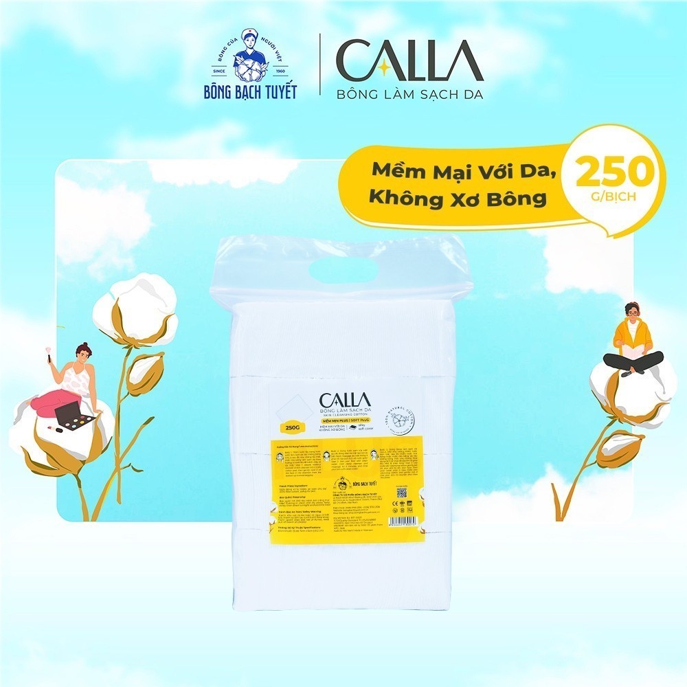 Bông tẩy trang Mềm Mịn với lớp bông cán mỏng, tách lớp được