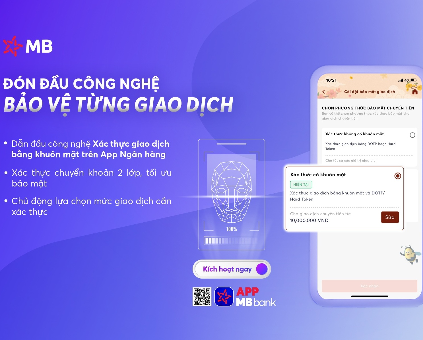 Lợi ích khi cài sinh trắc học trên MB bank