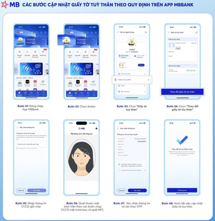 Các bước cài sinh trắc học trên MB bank