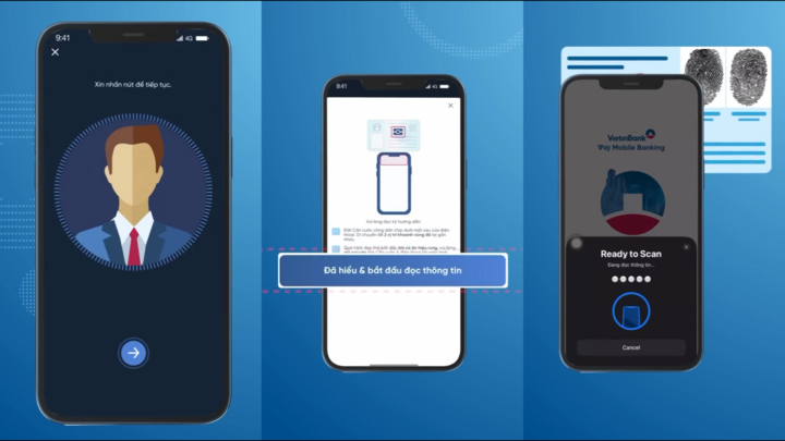 Quét khuôn mặt xác thực sinh trắc học Vietinbank