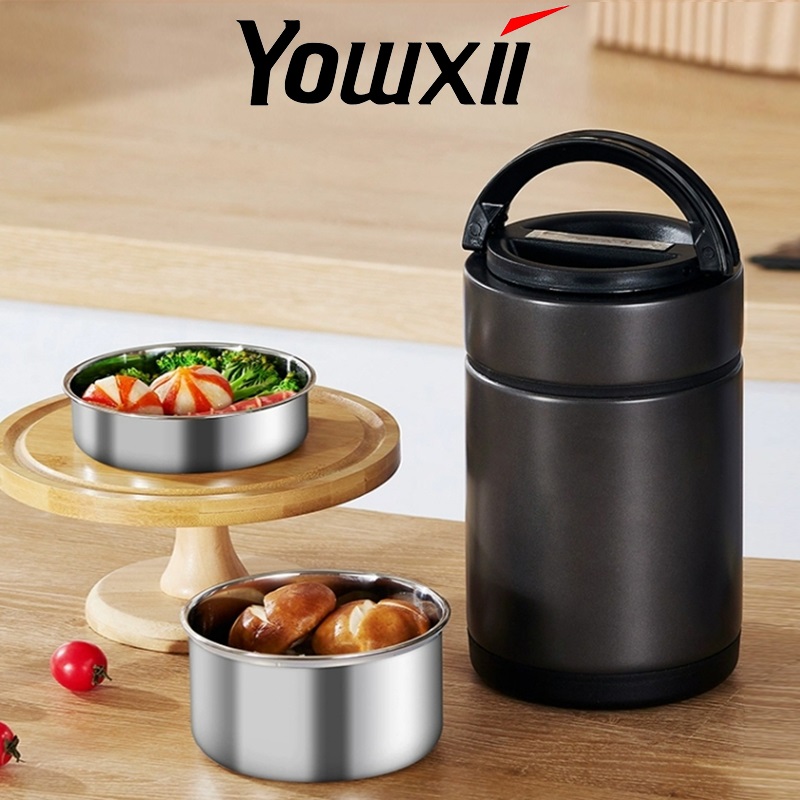 Hộp đựng cơm văn phòng YOWXII bằng inox gồm 3 khay riêng biệt