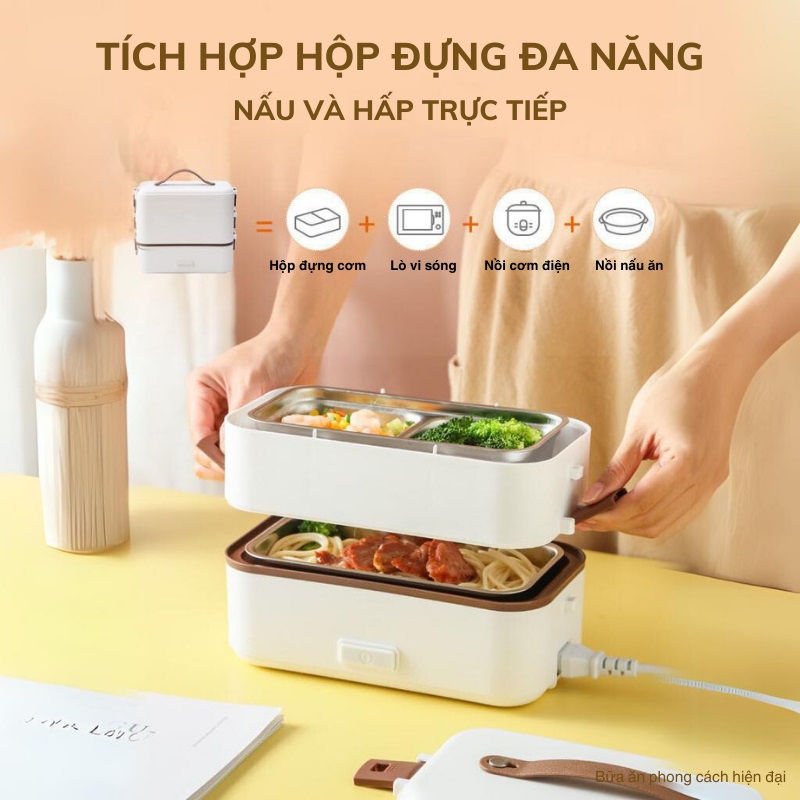 Hộp cơm cắm điện đa năng DELADEP cao cấp