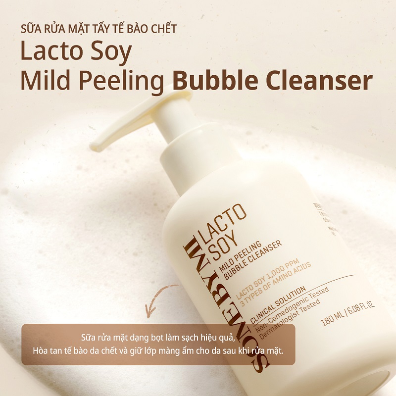 Review sữa rửa mặt đậu nành Some By Mi Lacto Soy Mild Peeling Bubble về thành phần, công dụng và giá bán