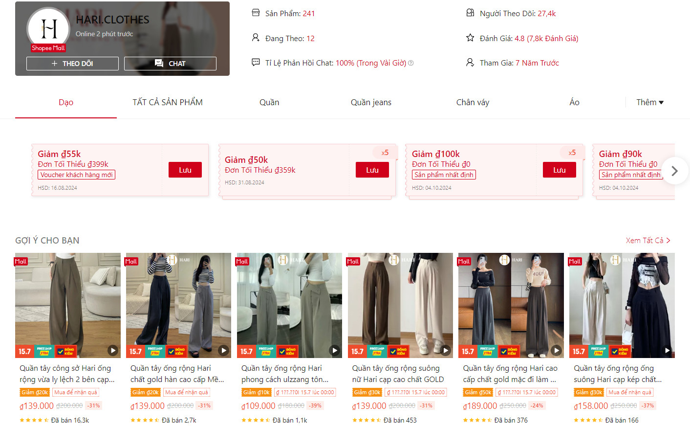 Quần âu ống rộng Hari.Clothes đa dạng