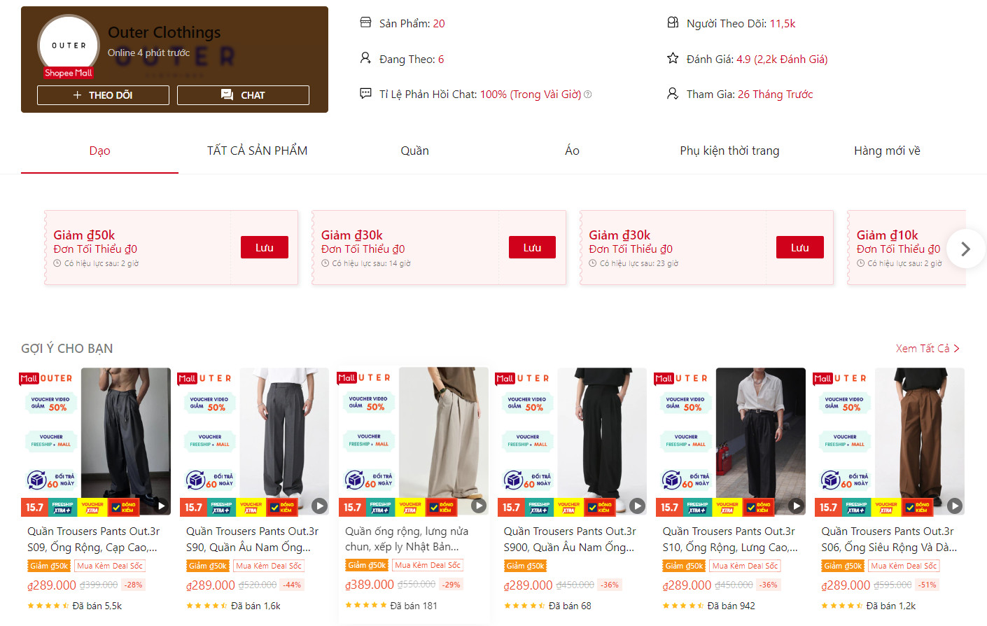 Quần âu ống rộng Outer Clothings cho nam và nữ