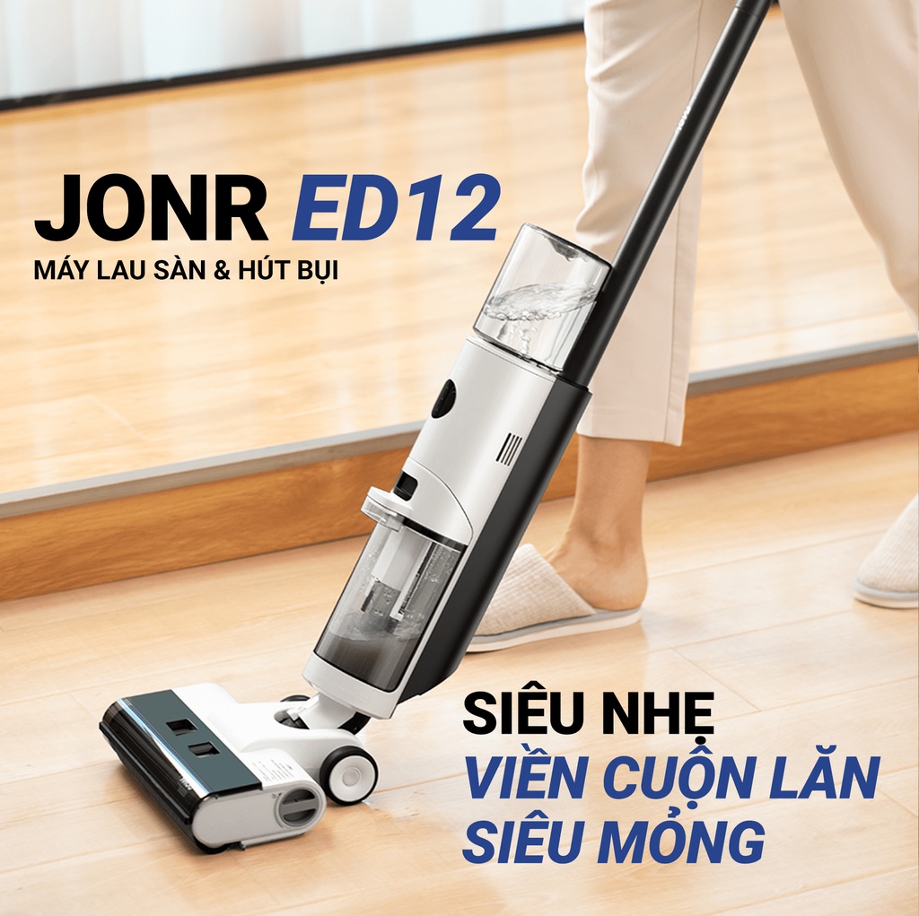 Máy hút bụi JONR ED12 với đầu lau cuộn lăn tự làm sạch