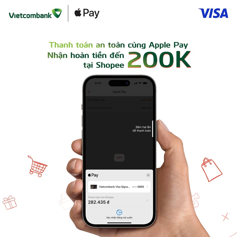 Hoàn tiền Shopee Vietcombank qua Apple Pay lên đến 200.000VNĐ