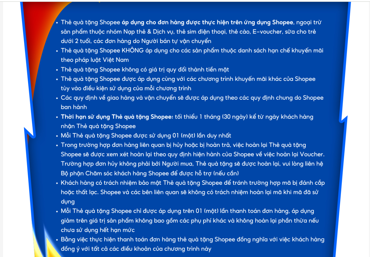 Điều khoản Shopee Gift - Lưu ý quan trọng cần biết