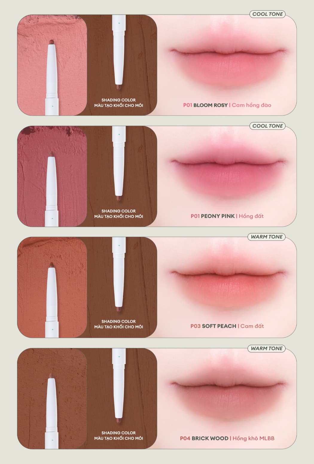 Review chì kẻ viền môi DEARMAY 2in1 Plumpy Lip Liner bảng màu