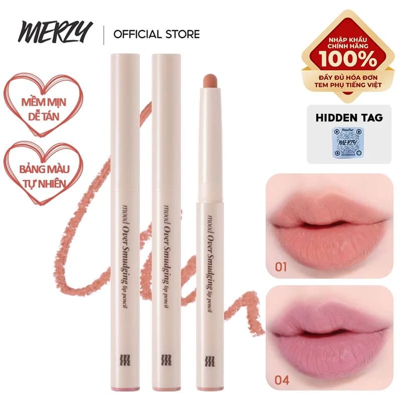 Review chì kẻ viền môi Merzy Mood Over Smudging Lip Pencil