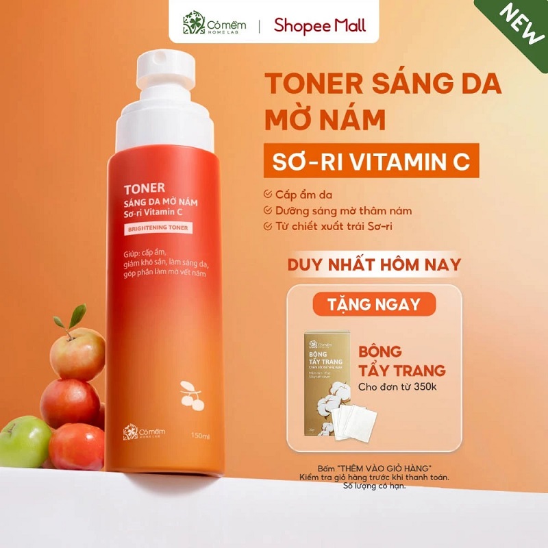 Review toner Vitamin C chiết xuất Sơ Ri Cỏ Mềm chi tiết và cách sử dụng