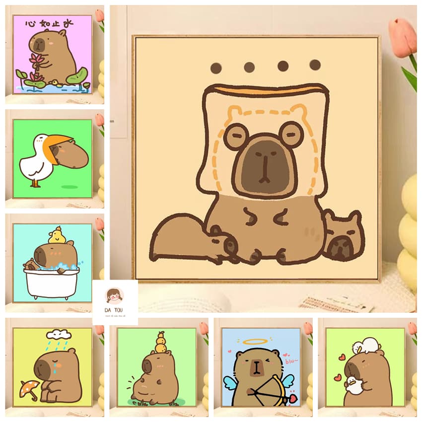 Tranh tô màu Capybara theo số phù hợp người mới bắt đầu