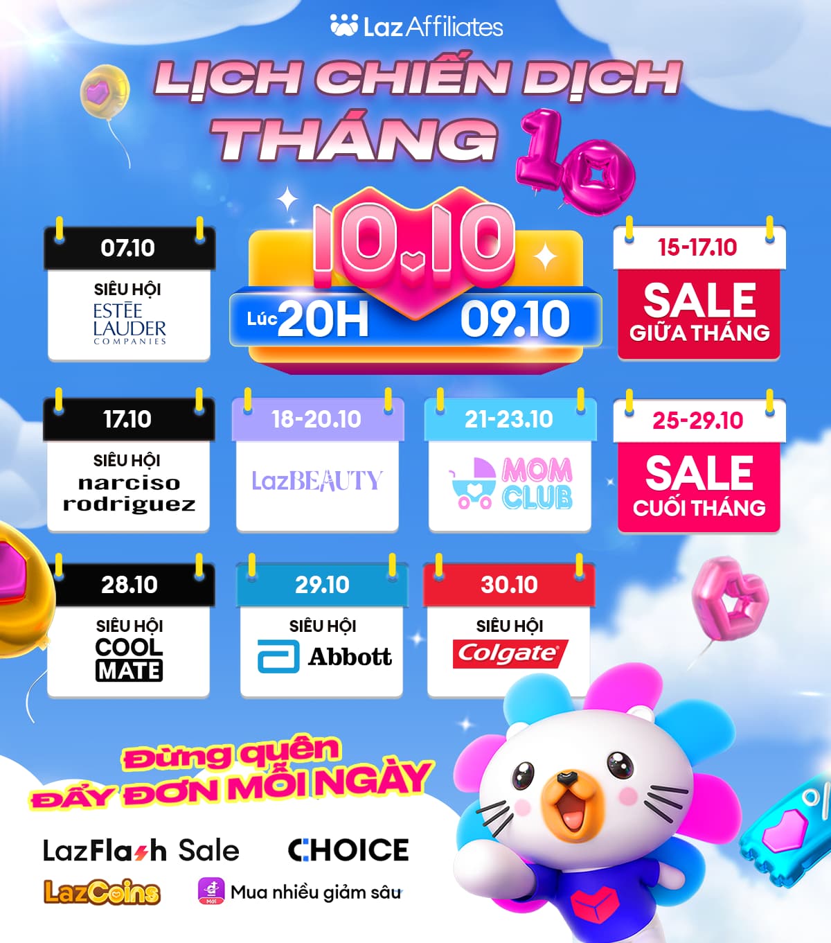 Lịch sale Lazada tháng 10 2024 cập nhật chi tiết