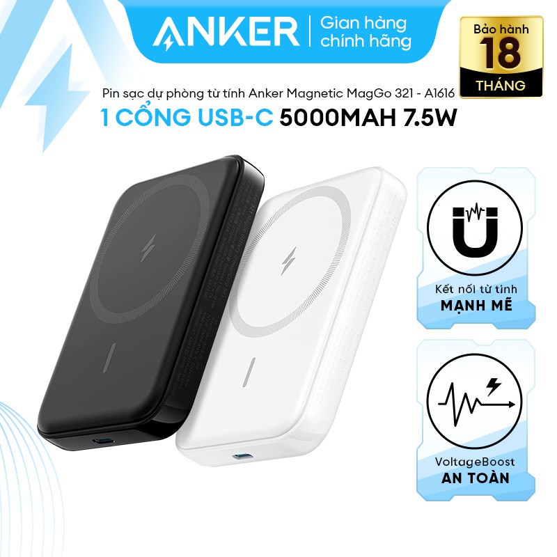 Sạc dự phòng từ tính ANKER 321 Magnetic MagGo 5000mAh 7.5W