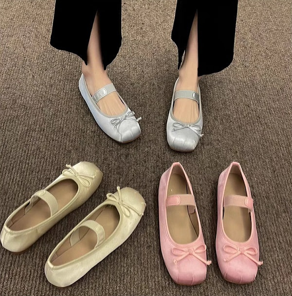 Giày búp bê nữ mũi vuông thời trang mùa xuân phong cách Pháp Mary Jane - thanh lịch và duyên dáng