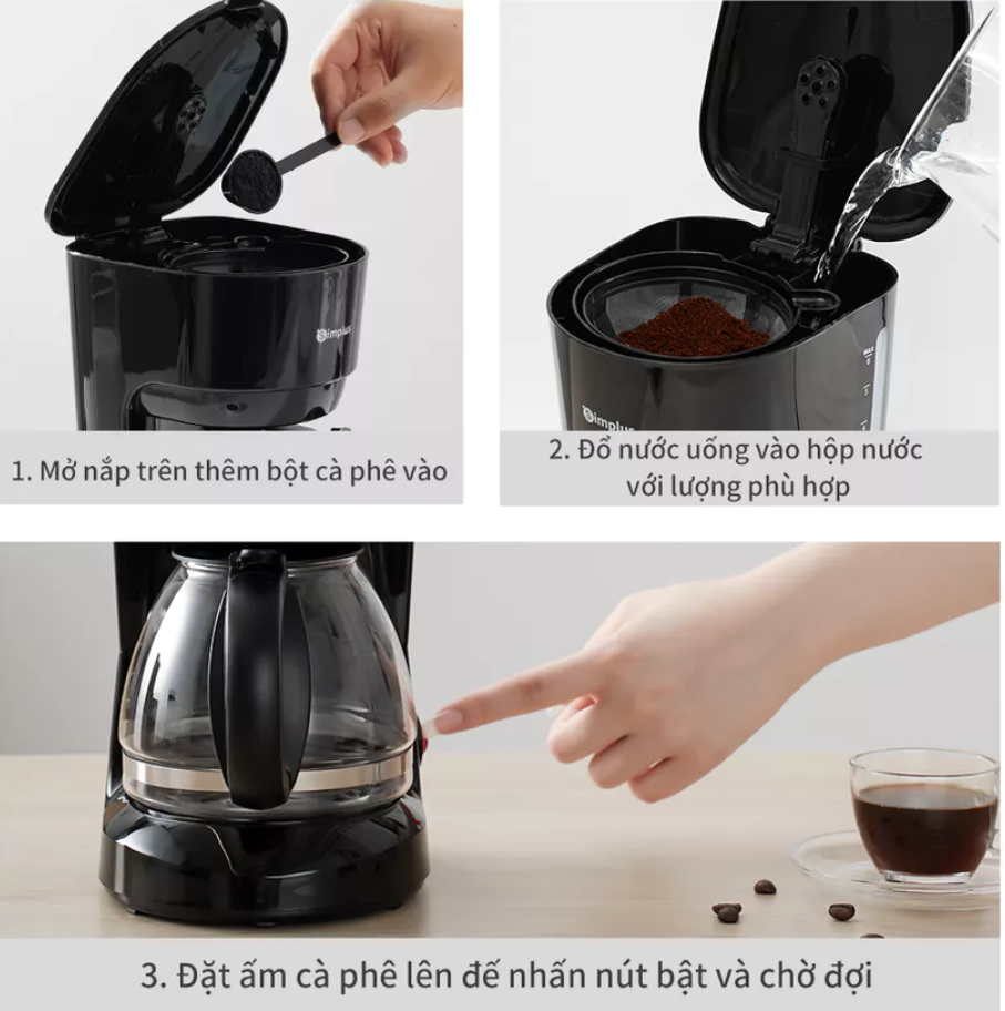 Cách dùng máy pha cà phê Americano Simplus dễ sử dụng