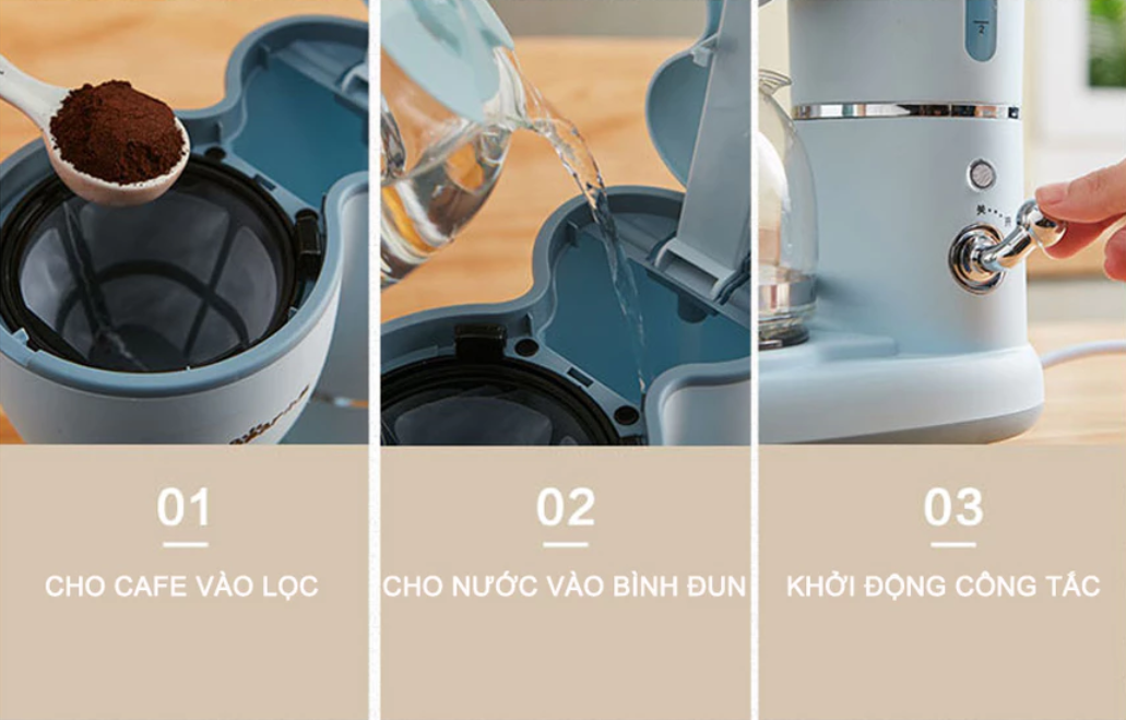 Cách sử dụng máy pha cà phê mini Bear đơn giản