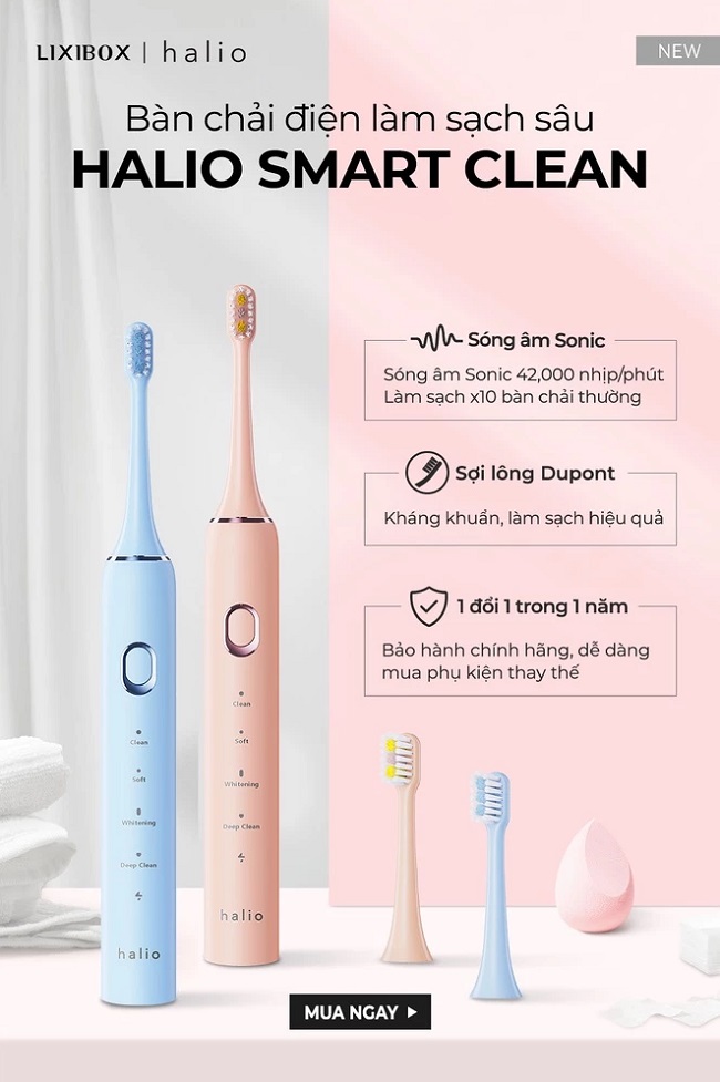 Bàn chải điện Halio Sonic SmartClean Electronic Toothbrush