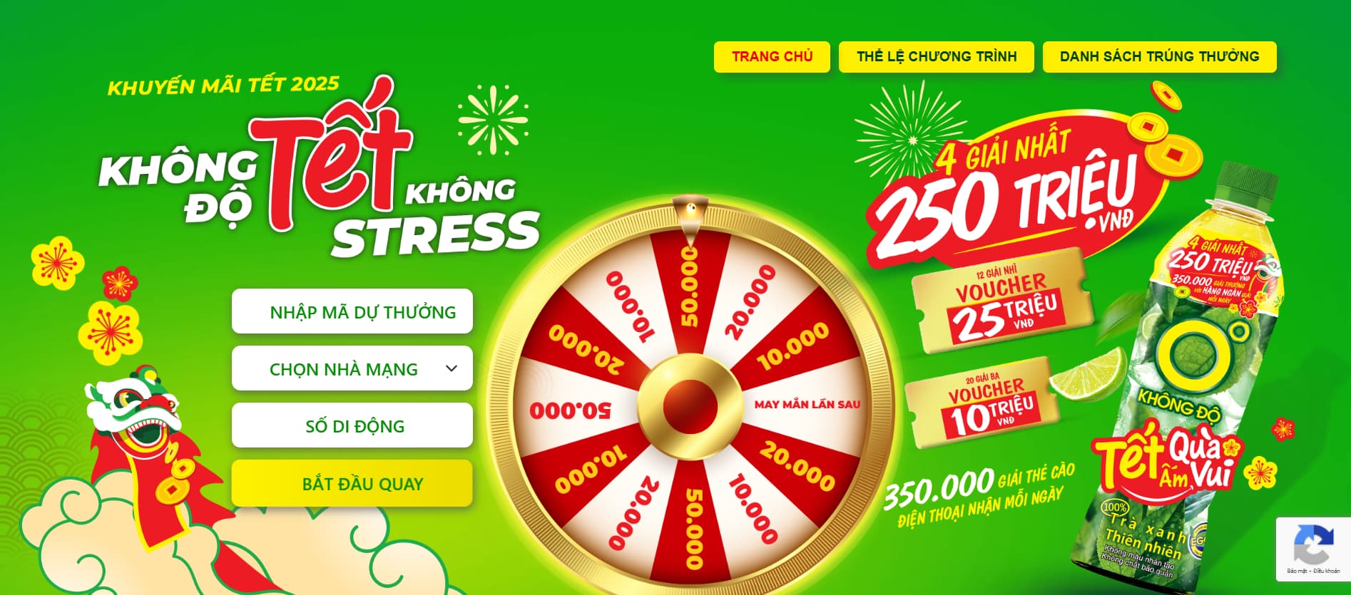 Chương trình khuyến mãi trà xanh 0 độ: Xé ngay trúng liền 0 độ