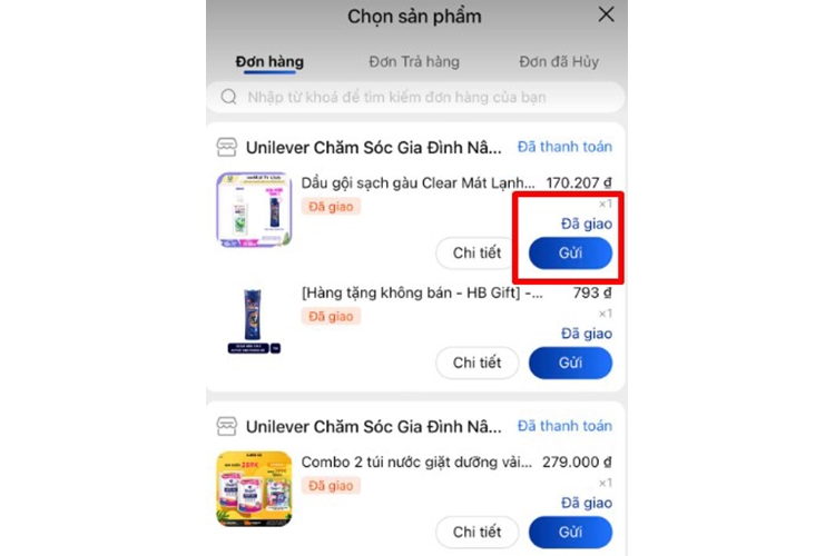 Tra cứu đơn hàng qua CLEO