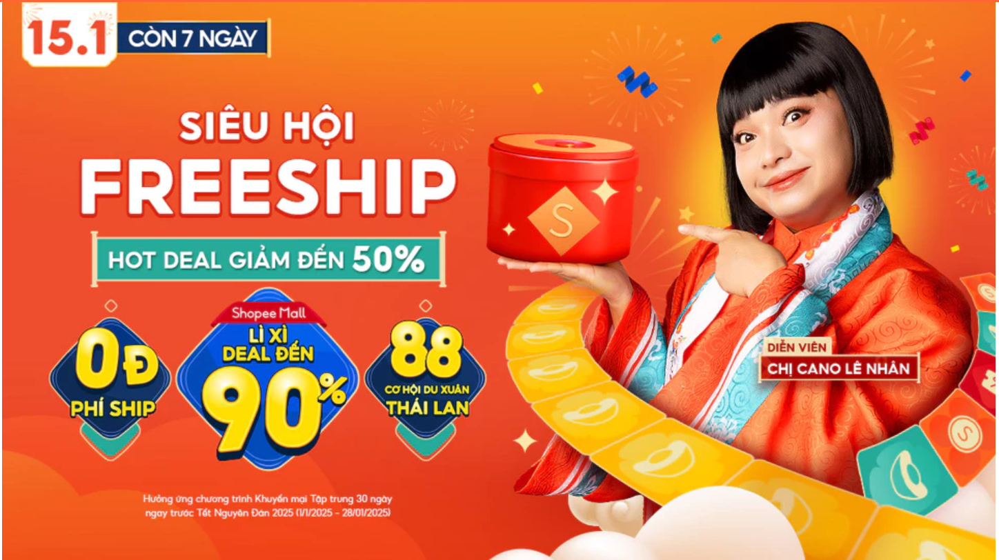 Shopee 15.1 - Tết sale freeship, săn quà 0Đ cực chất