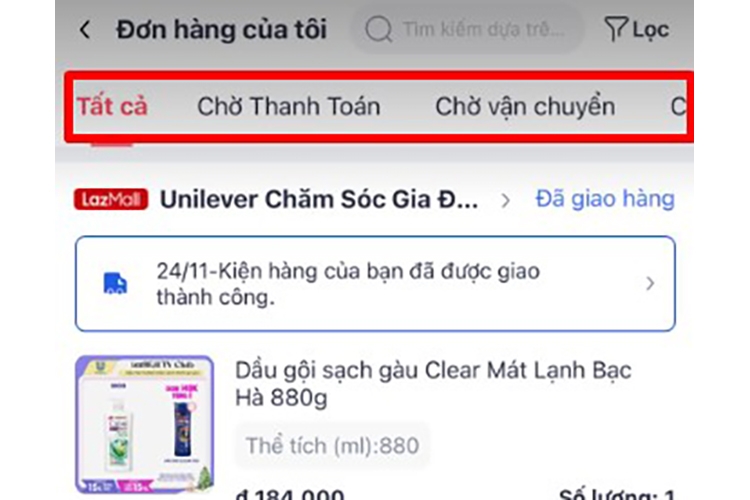 Tra cứu chi tiết đơn hàng Lazada