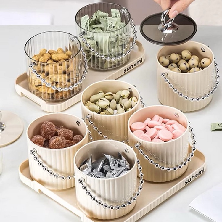 Set 4 hộp hũ kèm khay đựng bánh kẹo mứt Tết 2025