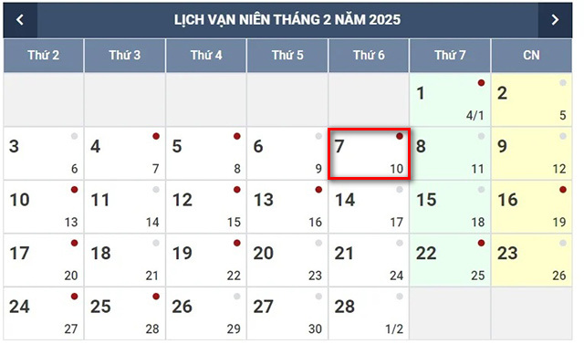 Lịch âm dương ngày vía Thần Tài 2025