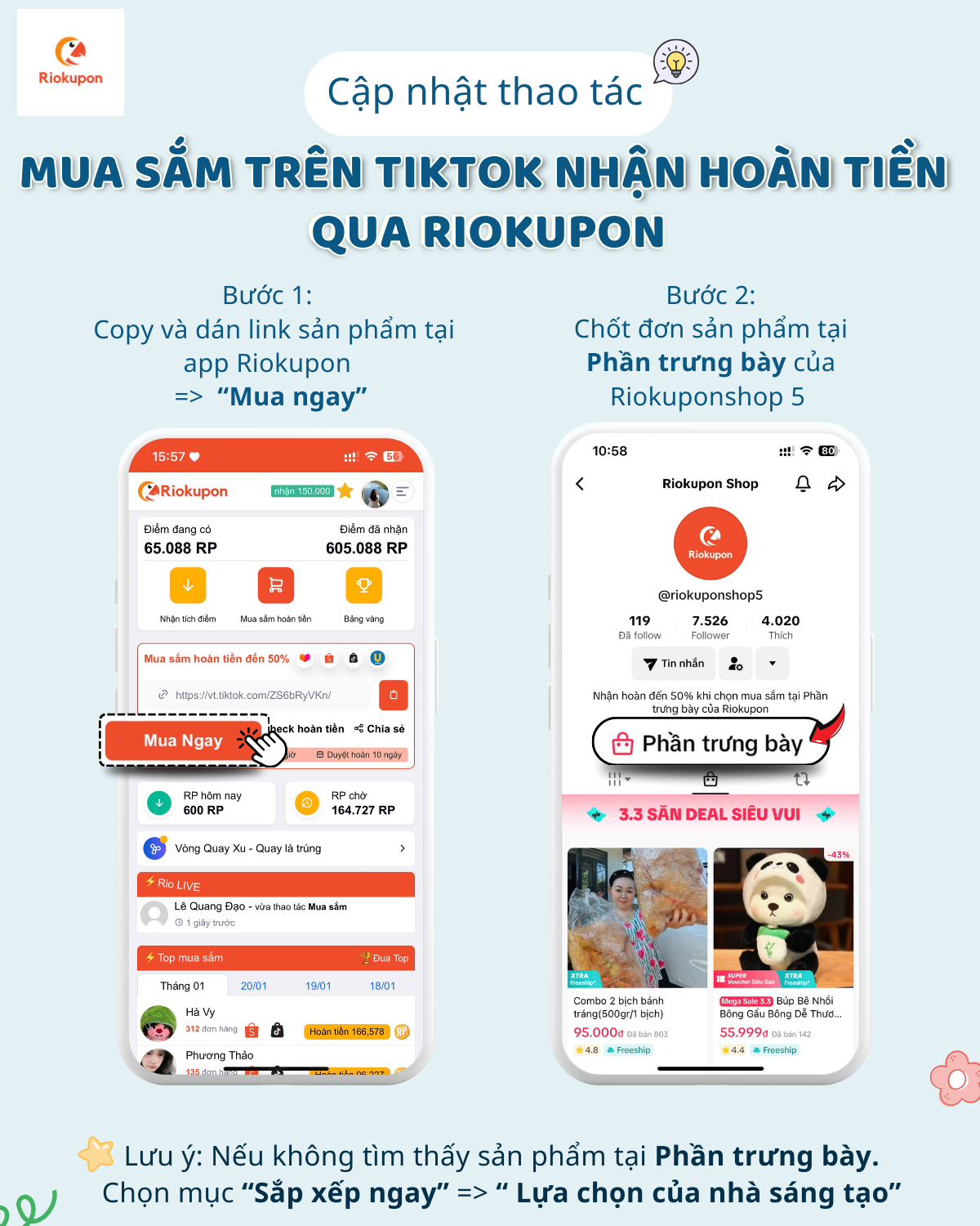 Cách sử dụng voucher hoàn tiền TikTok bởi Riokupon