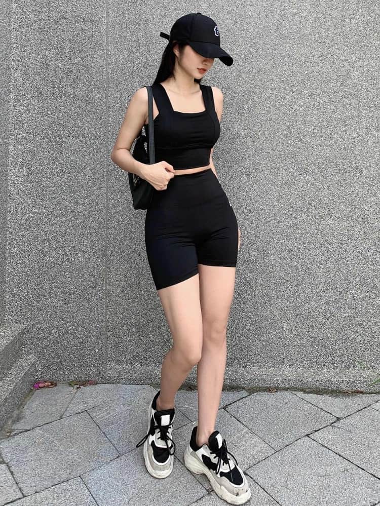 Bộ thể thao nữ Fitme áo bra Delta và quần legging lửng co giãn