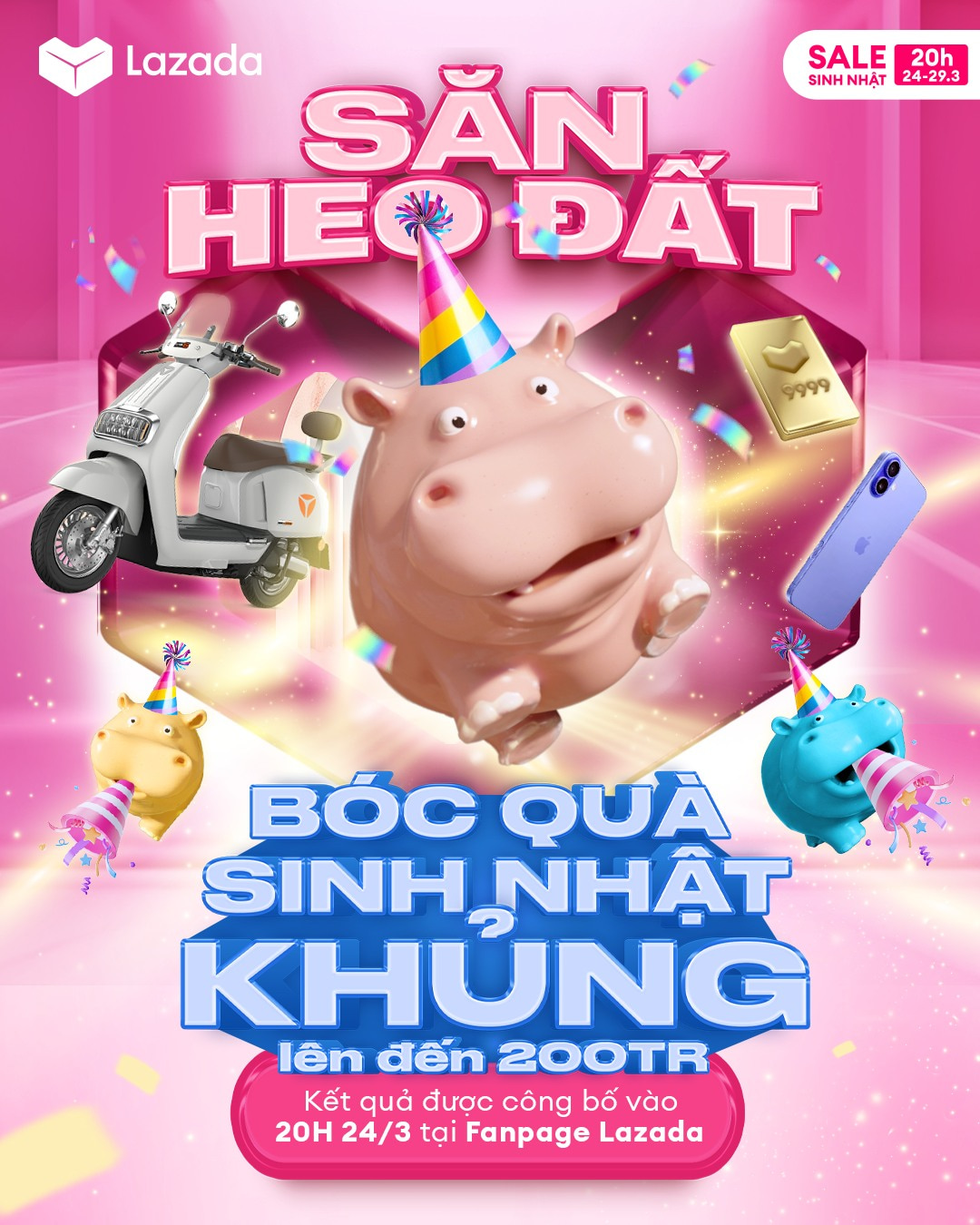 Săn voucher heo đất sinh nhật Lazada - Bóc quà khủng đến 200 triệu đồng