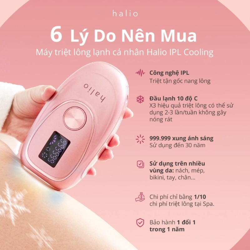Máy triệt lông Halio IPL Cooling băng lạnh trẻ hóa da