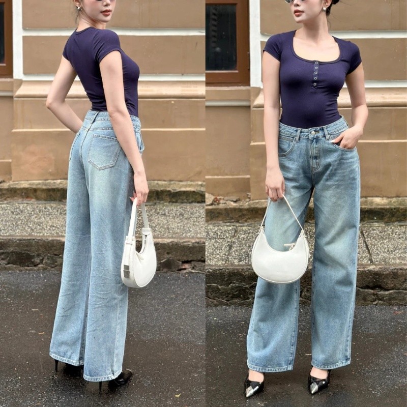 Quần dài vải denim premium WASHED LOOSE JEANS