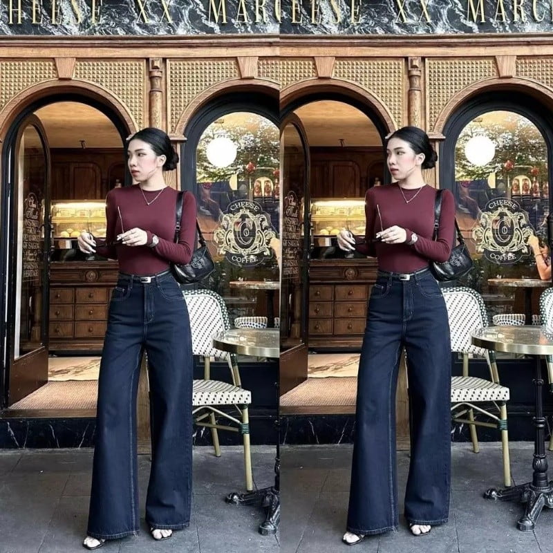 YURI JEANS quần jean nữ ống rộng