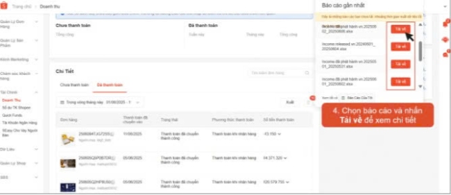 Xuất file Excel từ Shopee