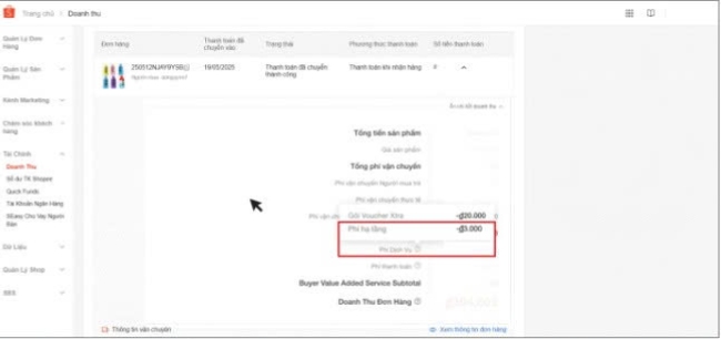 Bước 3 xem chi tiết phí trong đơn hàng