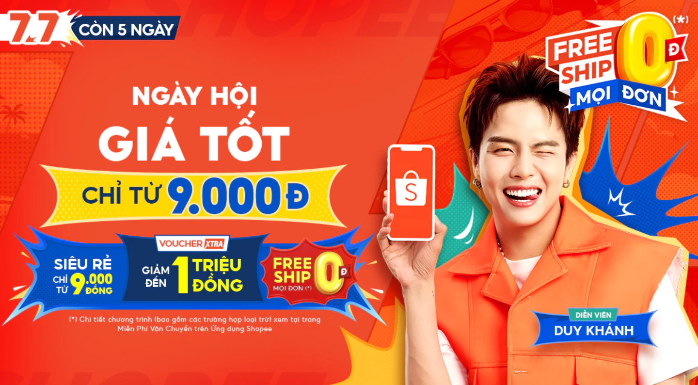 Shopee Sale 7.7| Ngày hội giá tốt, sắm deal hời chỉ từ 9k, Voucher Xtra giảm đến 1 triệu đồng