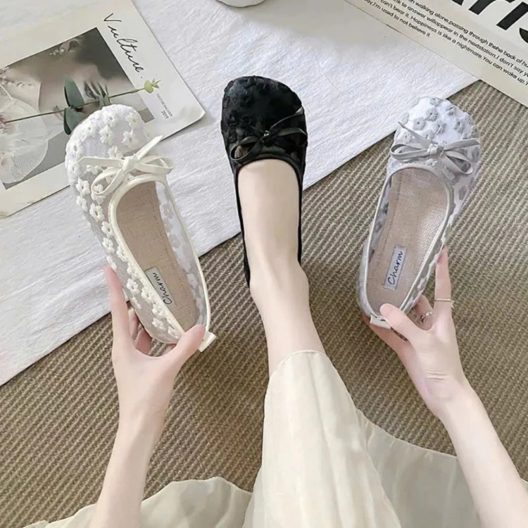 Giày bệt búp bê Mary Jane nữ hoa lưới bánh bèo